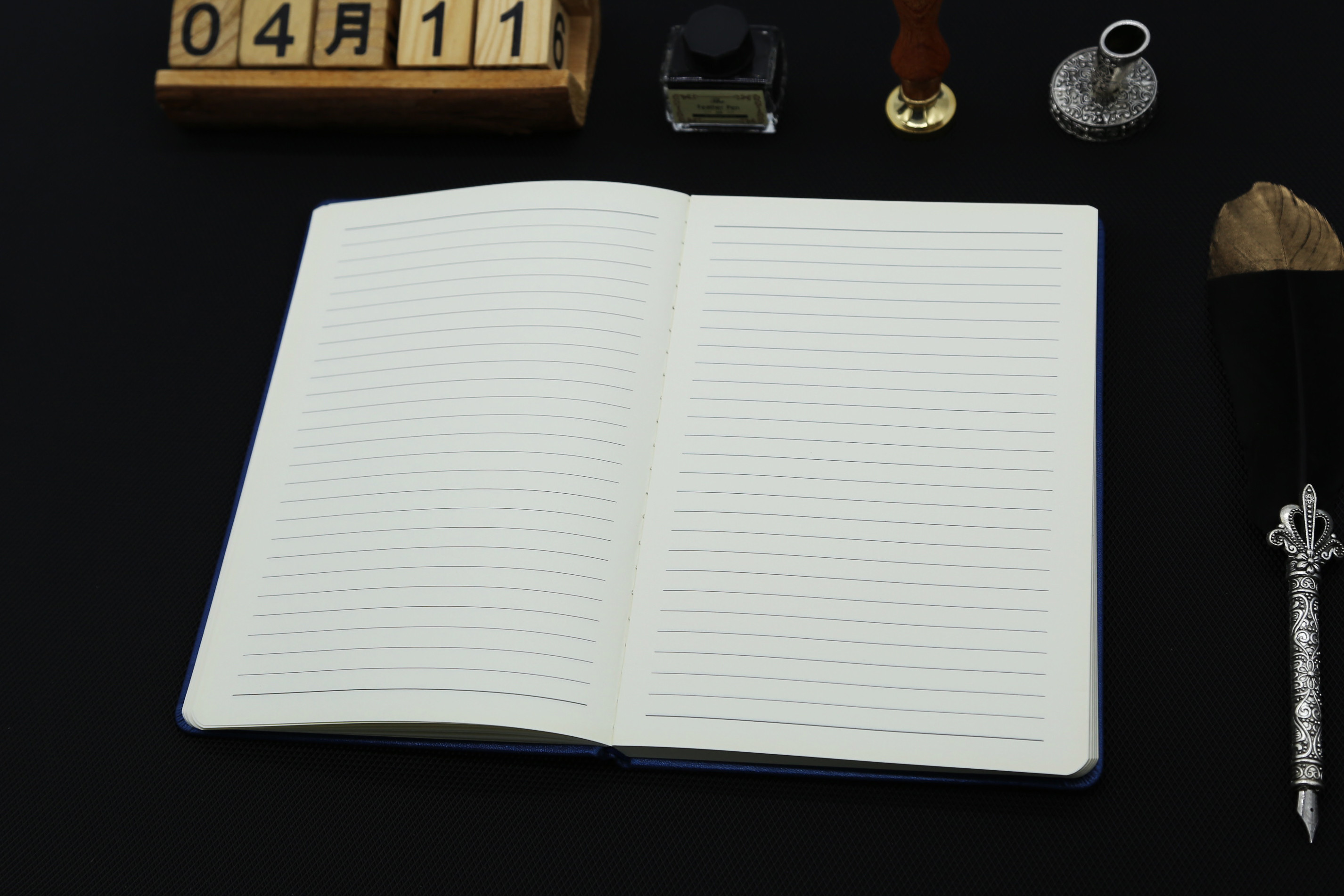 A5 Classic Ruled Lined Notebook , Dark Blue Personalised Organiser Diary