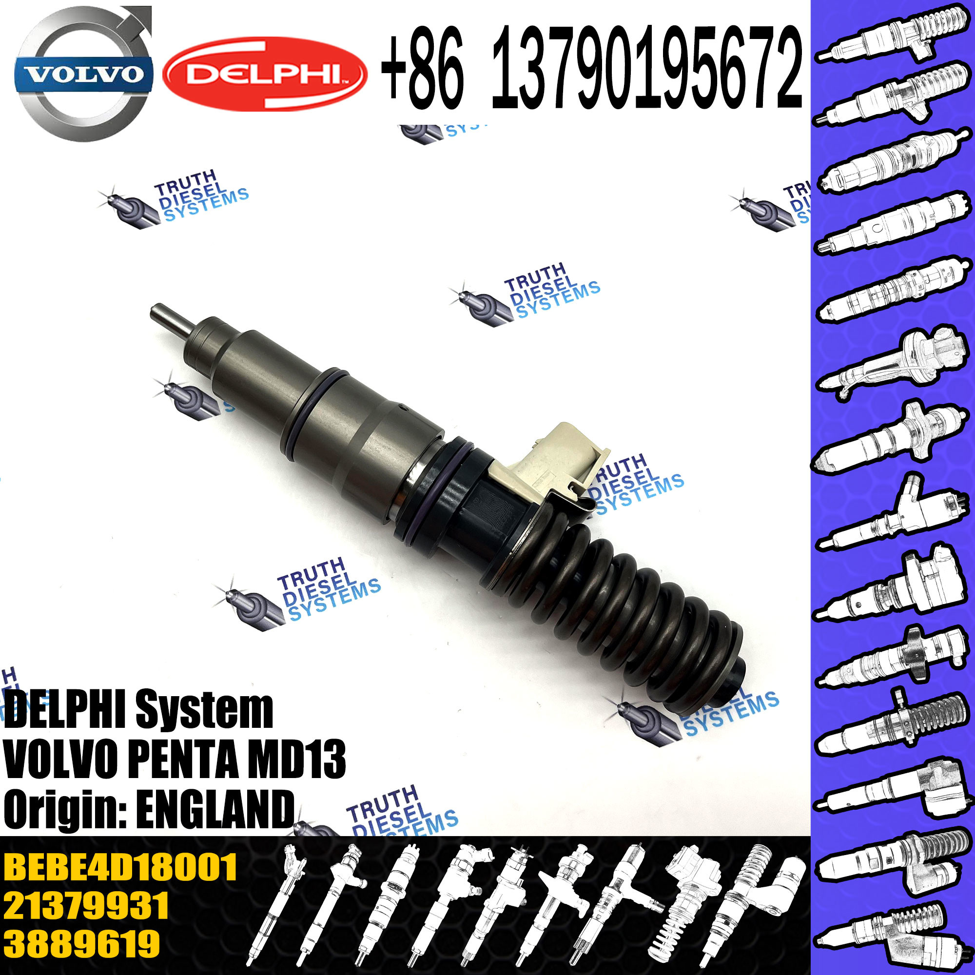 injector common rail injector 3801368 BEBE4D27001 For VOL PENTA MD13 diesel fuel injector BEBE4D18001