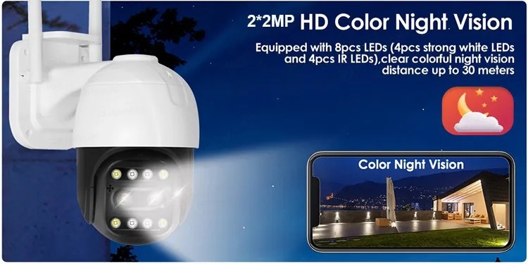 CMOS 2.4G WiFi Wireless Camera System CCTV 10X Zoom Dual Lens