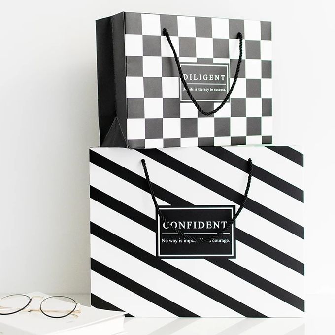 Unique Gift Handle Grey Cotton Art Custom Printed Paper Bags