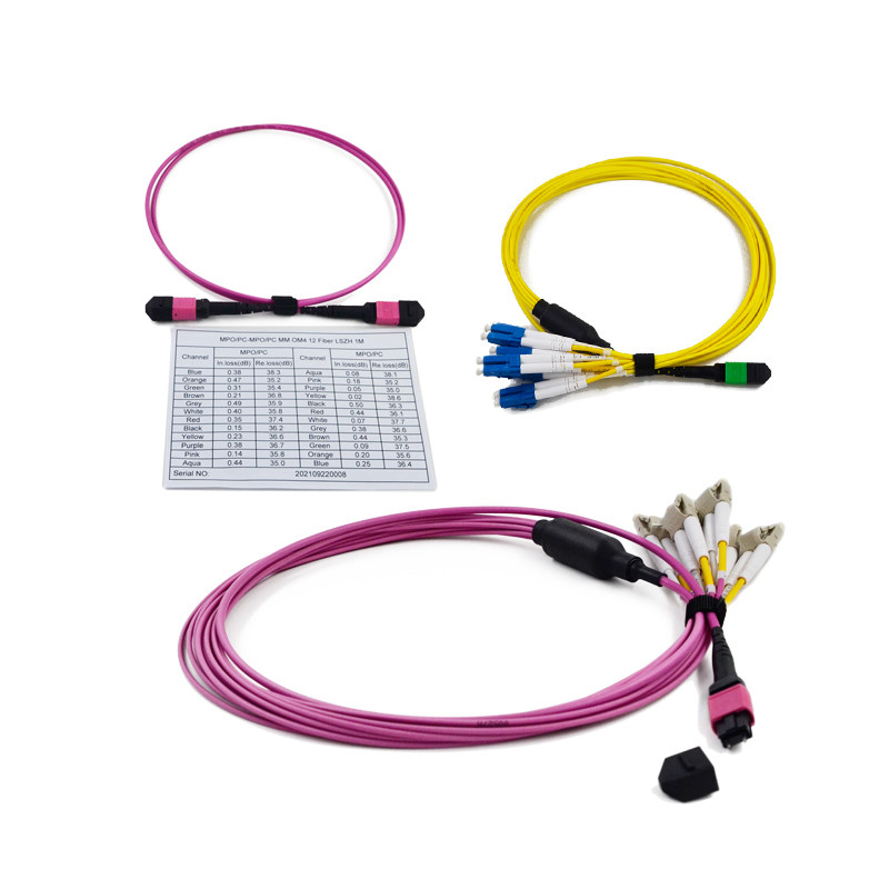 3.0mm 100G MPO To MPO Jumper Fiber Cable Female Connector 10m Low Insertion Loss