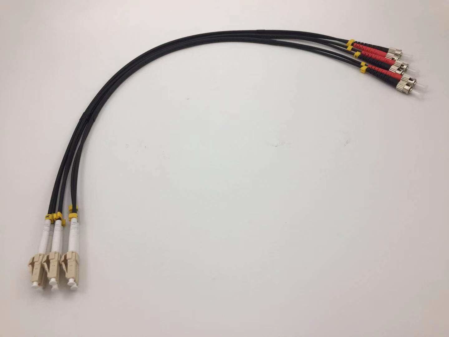 Low Insertion Loss Fiber Optical Patch Cord ST To LC Duplex Black LSZH Jacket