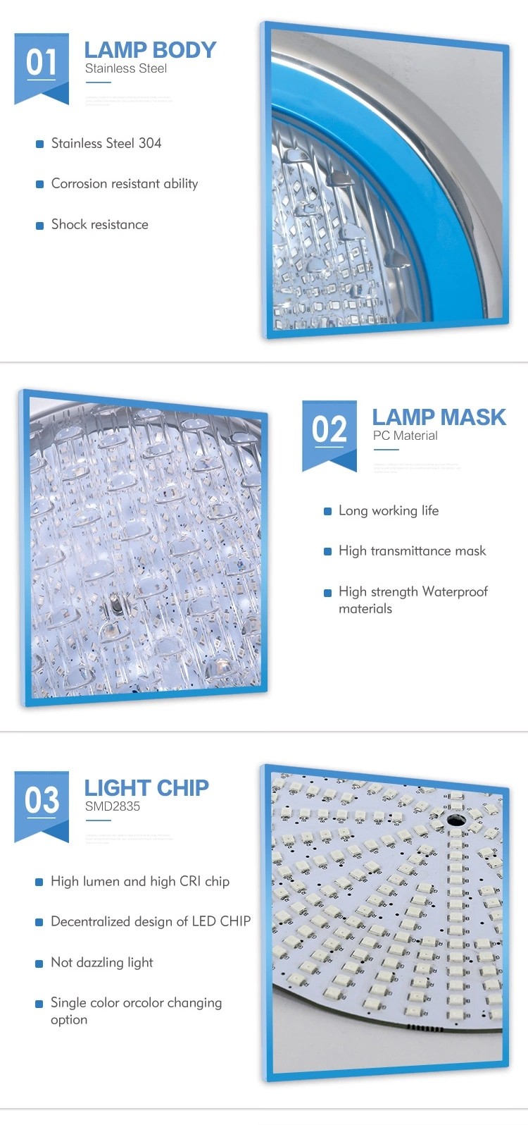 Swimming Pool Underwater LED Lights 25W With Remote Control Function