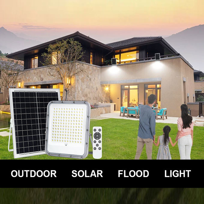 2700K 6500K Solar Powered Flood Lights 100w Big Capacity 3.2V Battery SMD 3030 LED Beads 0