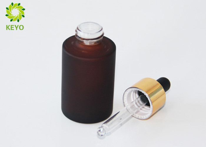1 OZ Amber Glass Bottles With Dropper , Cylindrical Essential Oil Dropper Bottles