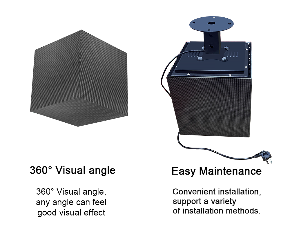 Corner Led Cube Display Indoor Full Color on Pairs 5 Sides P2.5 320*320*320mm Screen Indoor P3 Hotel Advertisement Mall