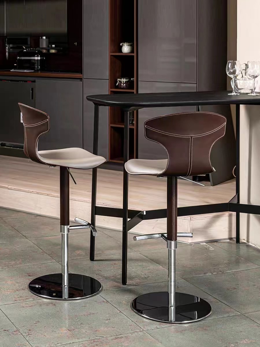 Adjustable Stylish Bar Stools Modern White Minimalist SS Base For Casual Entertainment Area