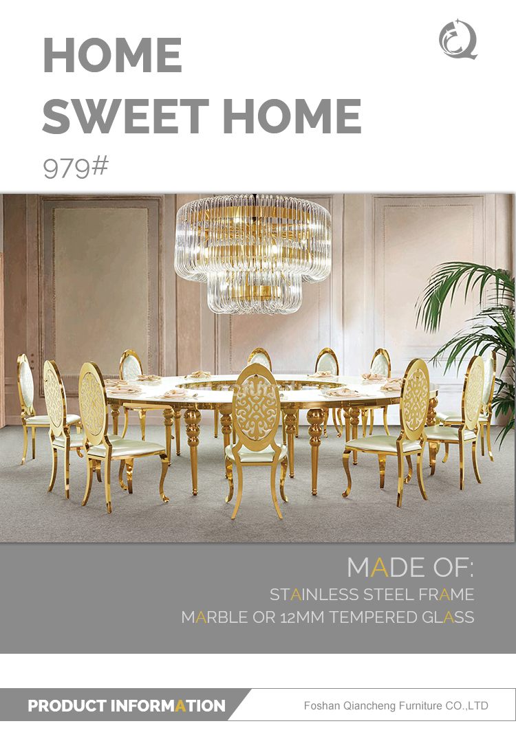 Half Marble SS Steel Furniture Round C Shaped 0.76m3 Golden Stainless Steel Table