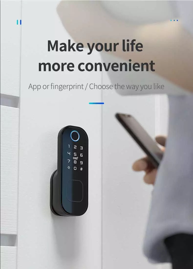 Bluetooth Fingerprint Rim Keypad Mechanical Key Nfc French Door Security Locks