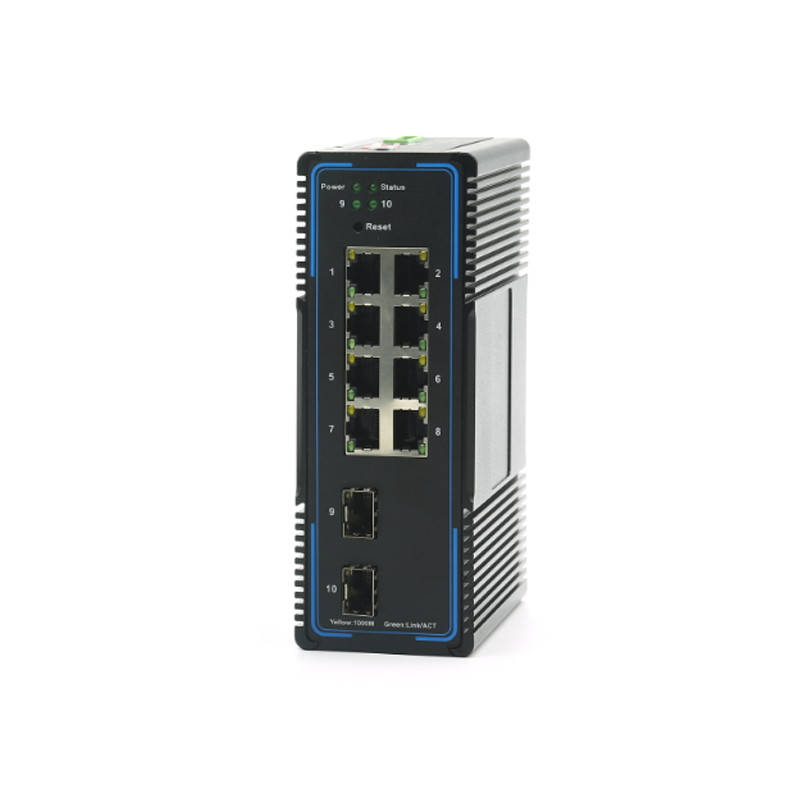 Managed Industrial SFP Ethernet Switch 2*1000M SFP to 8*10/100/1000Mbps RJ45 Port SNMP Web Managed Converter