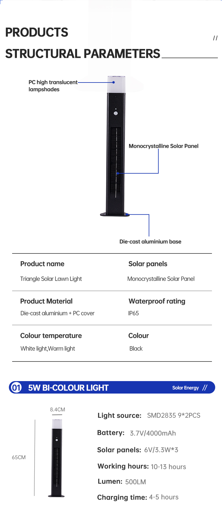 Body Induction Solar Powered Bollard Lights Cast Aluminium App Control