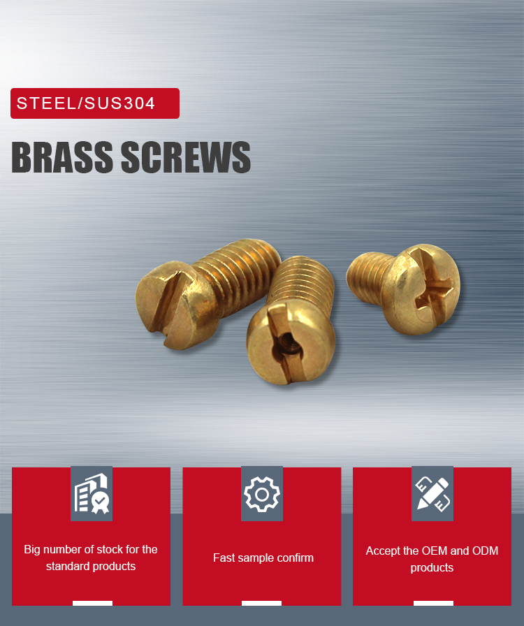 Custom M2 M3 M4 M5 M6 M8 Brass Machine Screw with Flat Head Style and Fast Shipping
