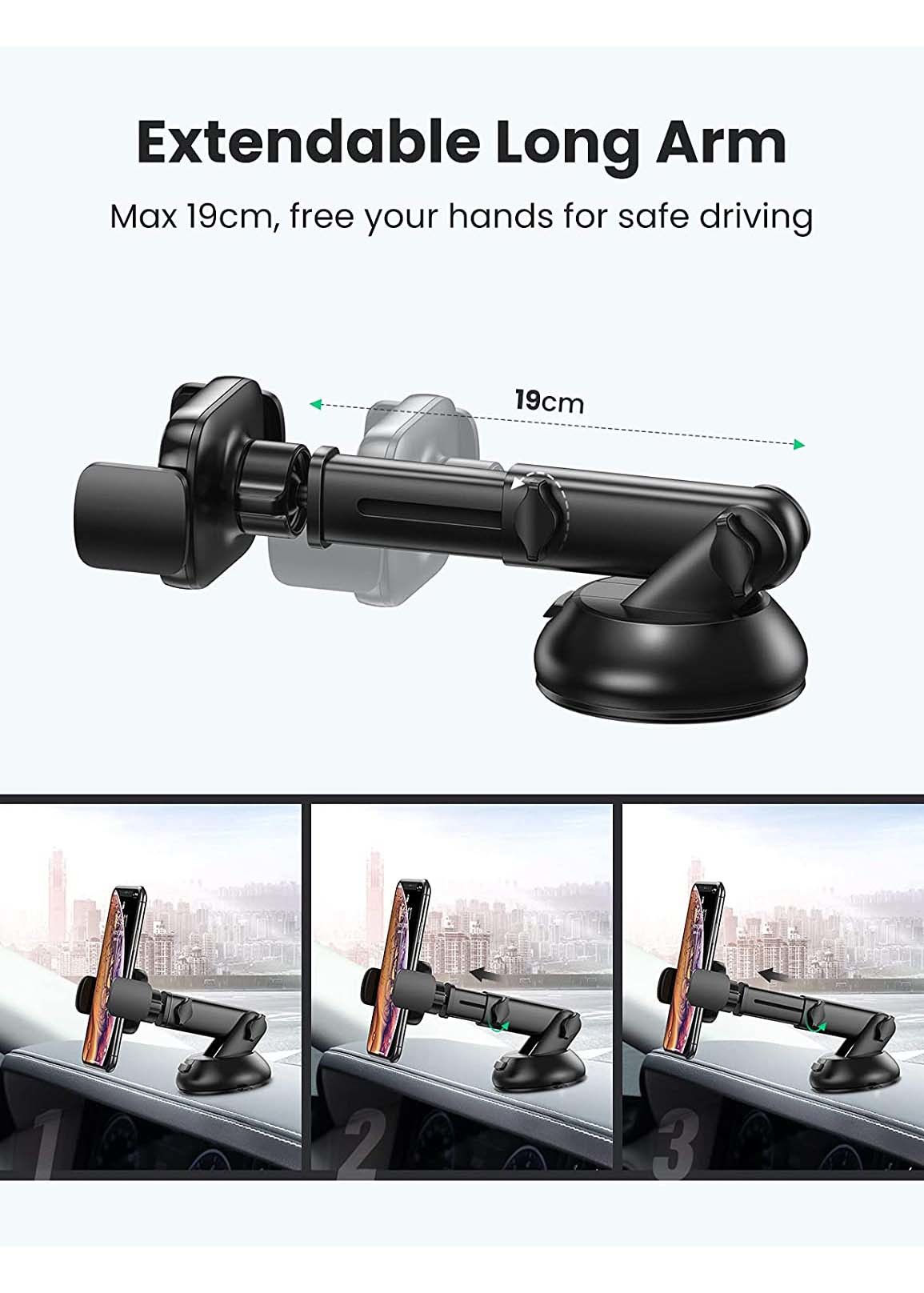 Telescopic Adjustable Car Dashboard Phone Mount 6PCS N50 magnet