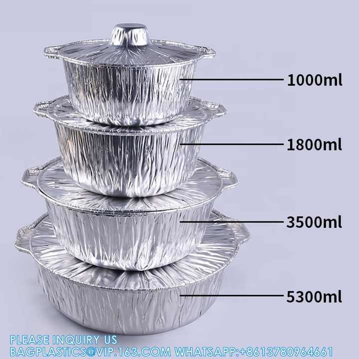 5300ml Disposable Cooking Pie Pot Large Aluminum Foil Pot Round Baking Container For Hot Pot
