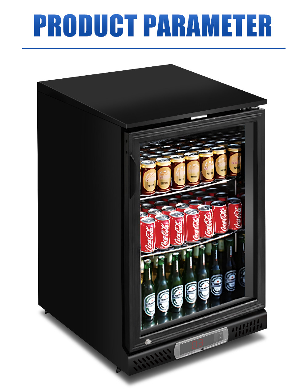 Double Layer Backbar Cooler Wire Tube Condenser Glass Display Fridge