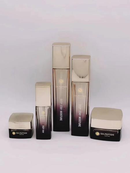 Square Glass Cosmetic Bottles Skincare Packaging Cream Bottles OEM Painting