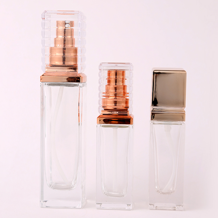 Sealing Type Luxury Frosted Thick Bottom Square 1oz 30ml 50ml Clear Glass Perfume Bottle with Customized Accepted Logo