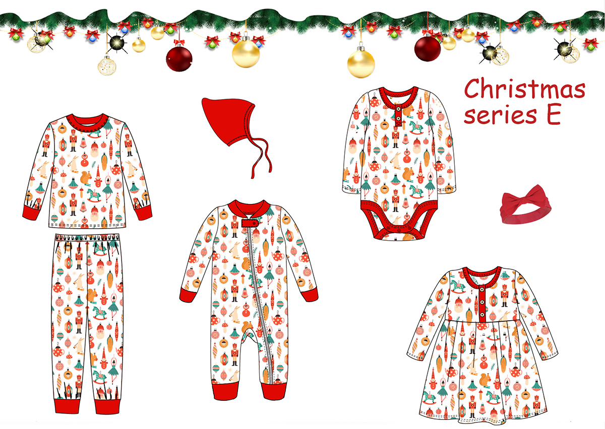 girls printing dress baby christmas red frock A-line dress christmas sets