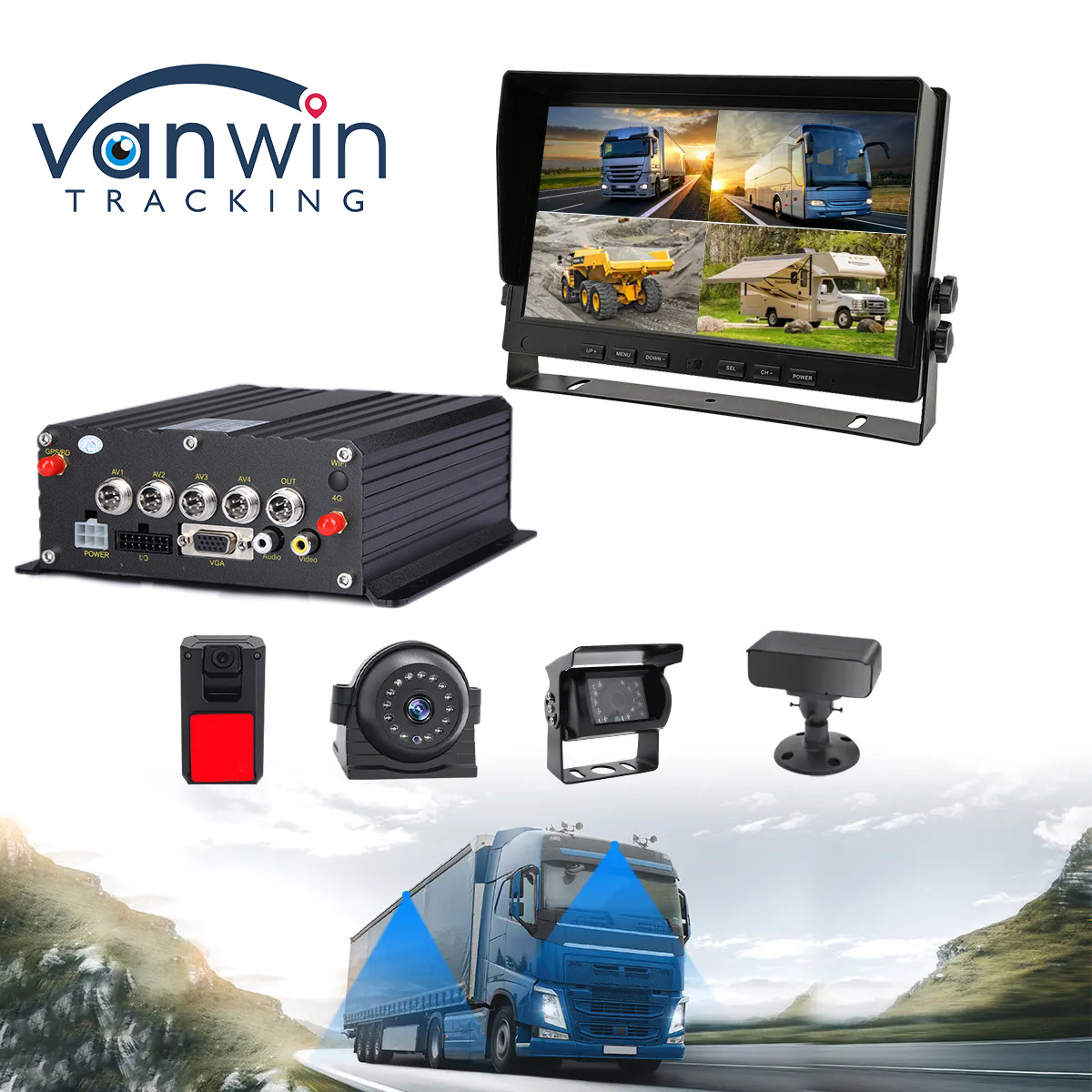 4CH Dash Cam Recorder AI Supports GPS DVR 1080P Mobile Dvr Recorder for Car
