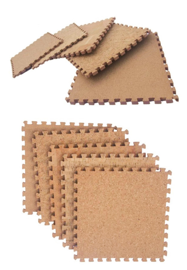 2mm Thick 45x45cm Cork Pad Puzzle Cork Play Mat Antibacterial Resilient
