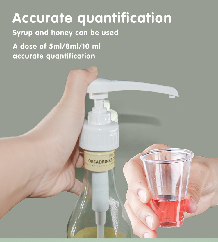 Food Grade Plastic PP Narrow Head Syrup Dispenser Pump 5ml/8ml/10ml Output 38-410 Closure