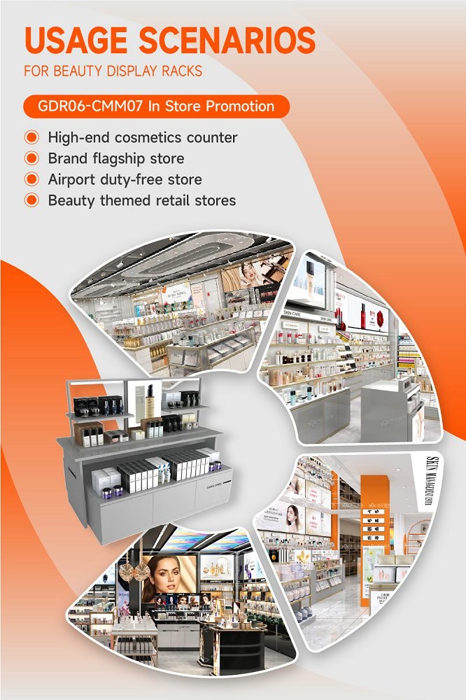 GDR06-CMM07 Retail Display Stand with 80mm Double-Sided Soft Film Light Box and LED Strips for Luxury Retail