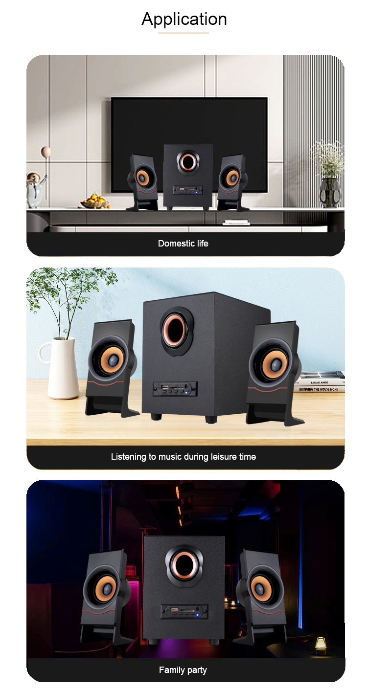 Desktop Wooden PC Speaker USB 2.1 Channel with Blue Tooth Audio and USB Connection