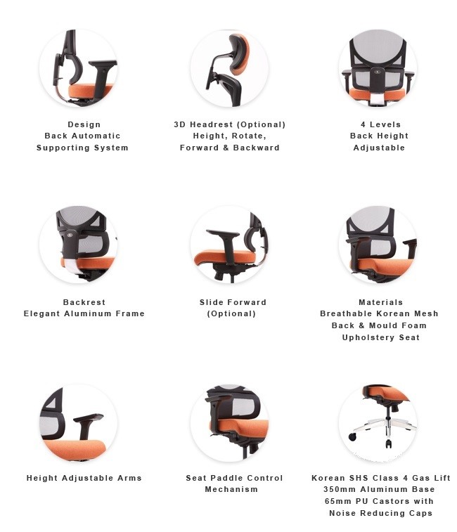 ISEE Back Adjustable Home Office Mesh Back Upholstery Seat Ergo Desk Chairs