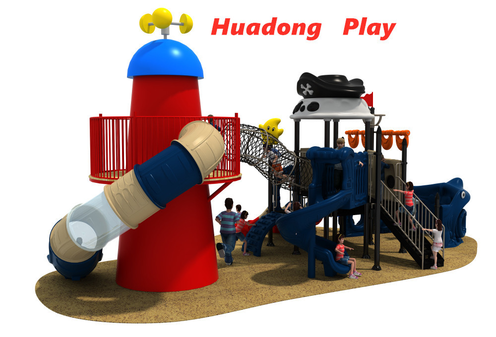 Durable Pirates Ship Series Plastic Playground Slide LLDPE And Galvanized Pipe
