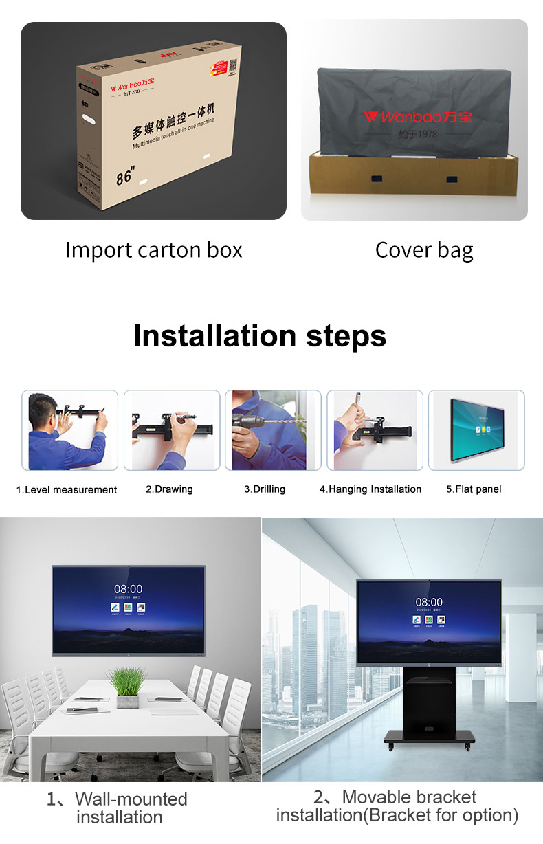 98 Inches Interactive White Board Office Meeting School Portable Smart Digital Flat Panel