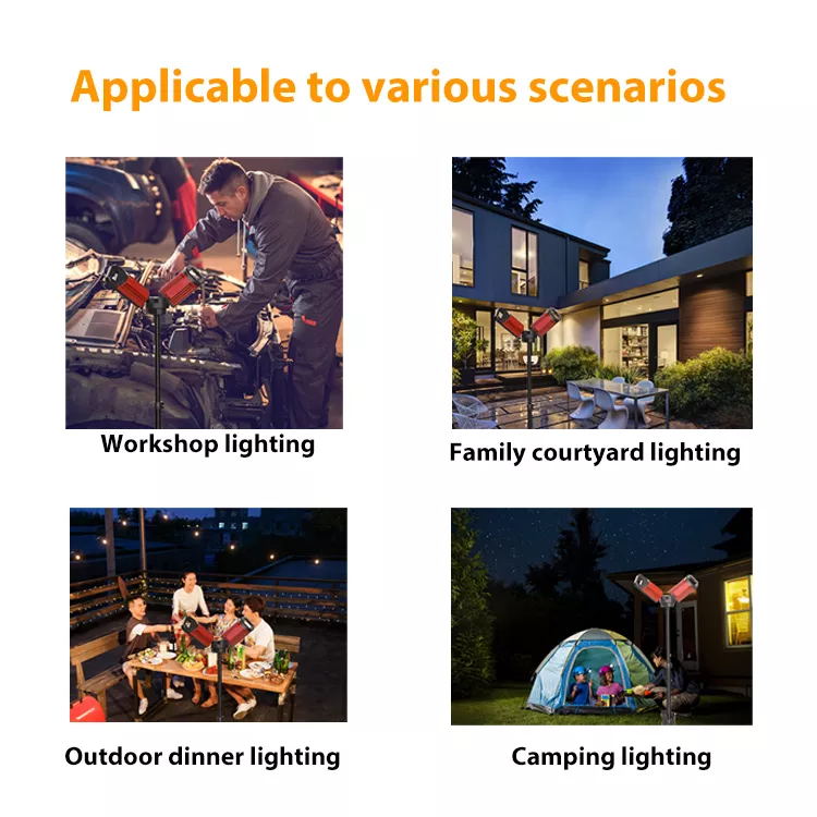 3 Heads Led Corded Light Tripod 2000mAh Rechargeable Work Light With Stand