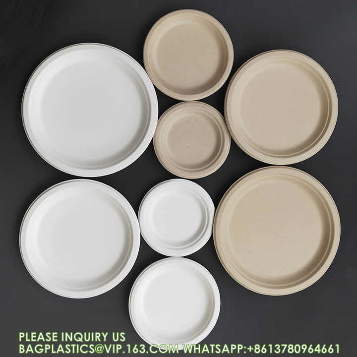 Eco-Friendly Customized Size Grease Oil Water Proof Microwavable Plate Disposable Compostable Sugarcane Bagasse