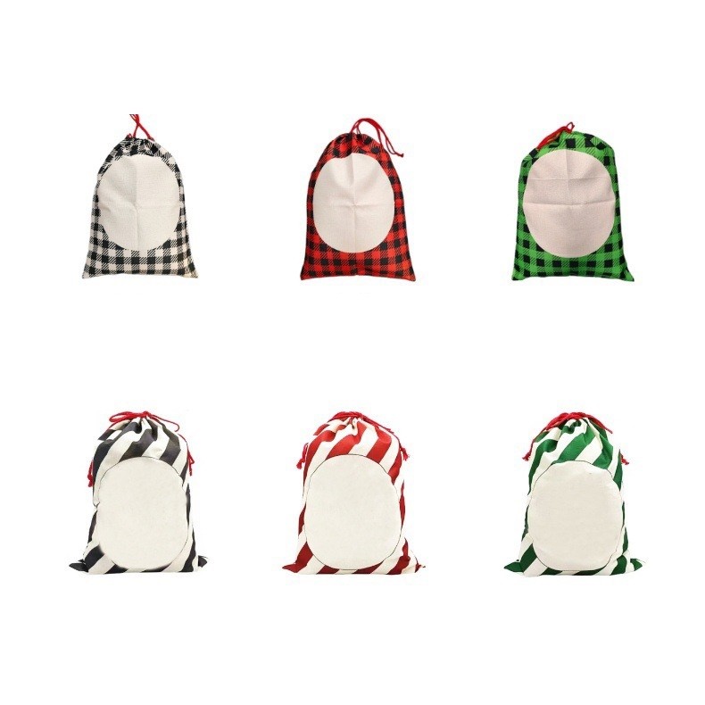 Large Linen Santa Sack For Christmas Blank Sublimation Candy Bag In Stock