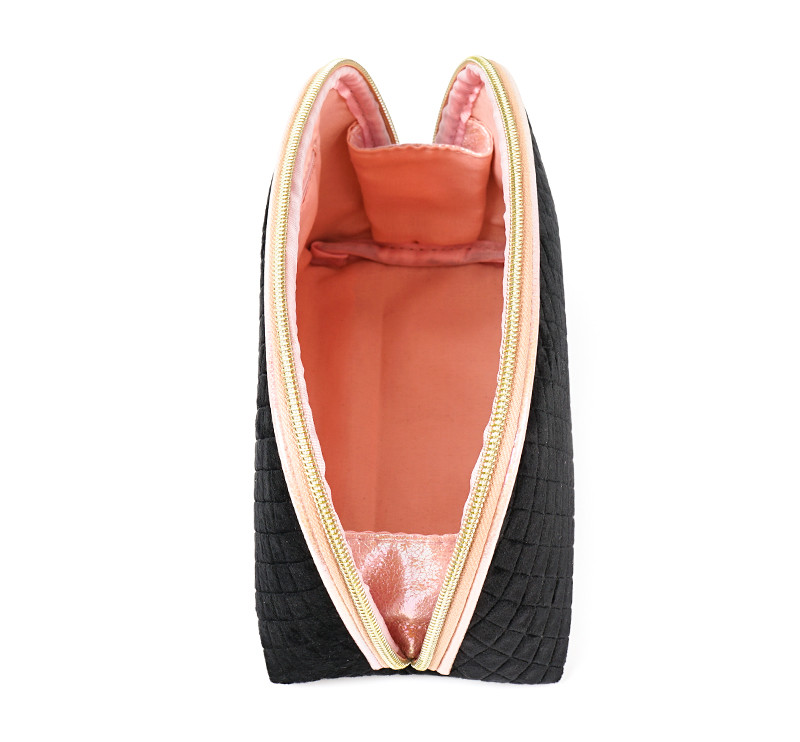 Flocking Zipper Velvet Storage Bag For Beautician