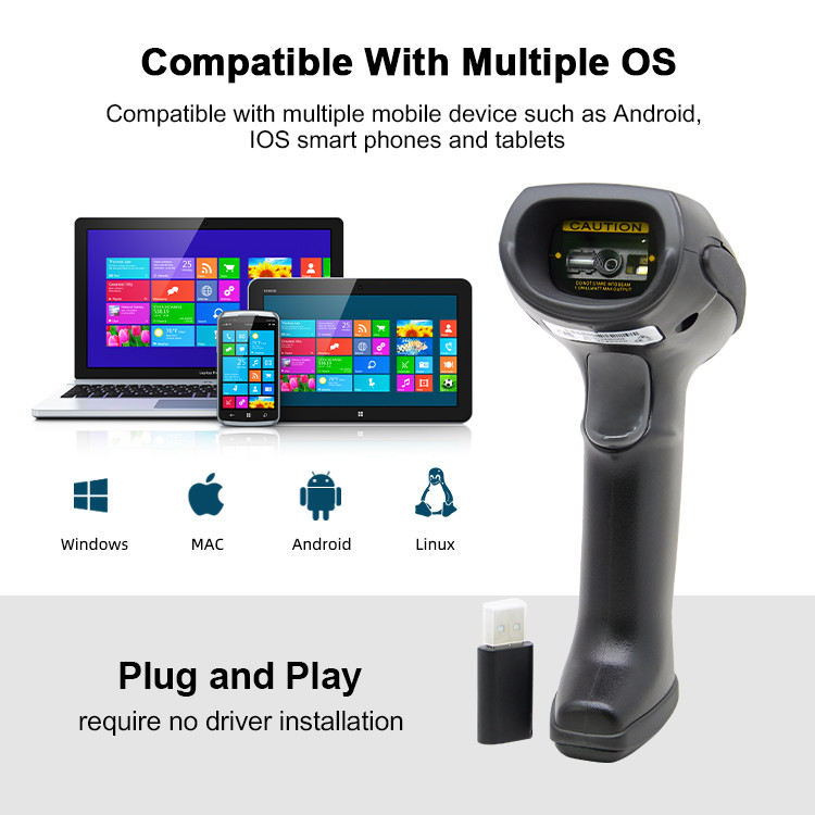 USB Wireless Bluetooth Handhold Barcode Scanner 1D 2D Automatic Barcode Reader