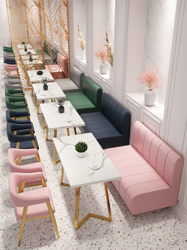 Cafe Banquette Commercial Booth Seating For Home Bar Pink Leather 120x65x85cm