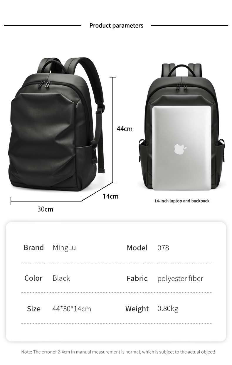 MingLu Wholesale Fashion Lightweight back pack College Commute mochila de hombre school bags men travel laptop backpack