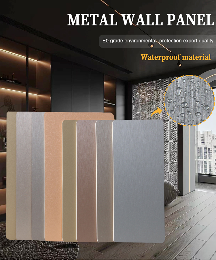 Metal Wooden Veneer  Interior Composite Coating Board PETG Metallic Wall Panel