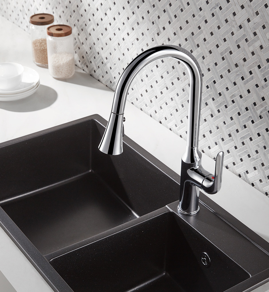 450.3mm 275.5mm Kitchen Mixer Faucet With Sprayhead Swivel Spout