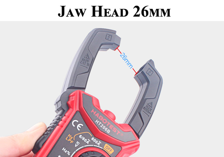 HT206B Auto Range Digital Clamp Meters , 600A AC Current Clamp Meter