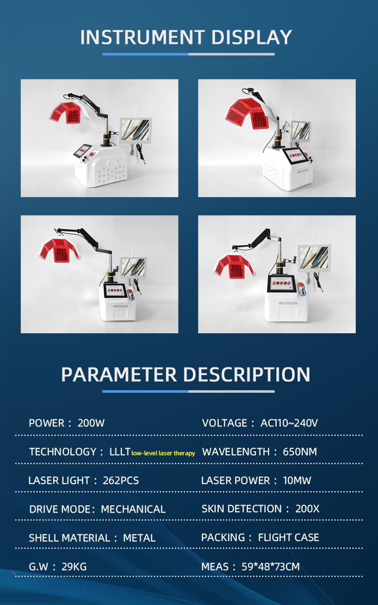 Painless PDT LED Light Therapy Machine 650nm Diode Laser Hair Growth Device