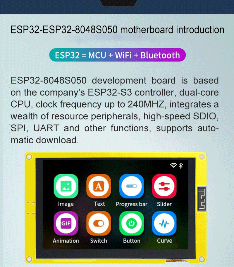 Resistance Touch ESP32 Display Module 5.0" 800x480 ESP32 Tft Lcd Spi WIFI Bluetooth