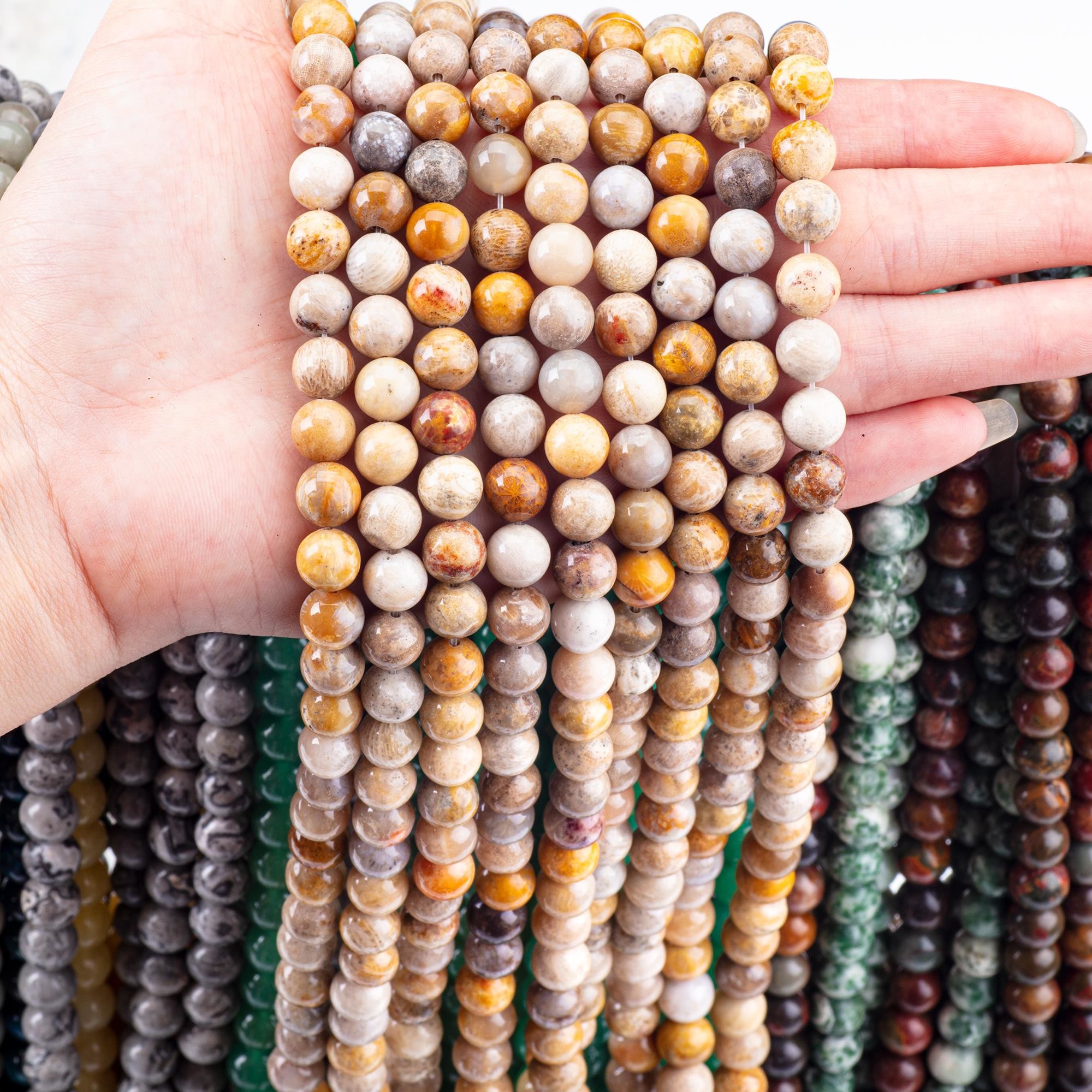 Chrysanthe Stone Round Bead Natural Crystal Gemstone Loose Bead Strands for DIY Jewelry Making