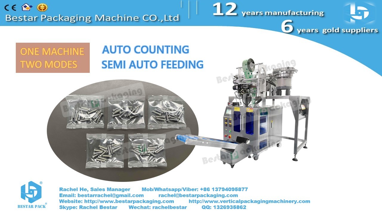 Nail-In Clips packaging machine with two counting vibration bowls