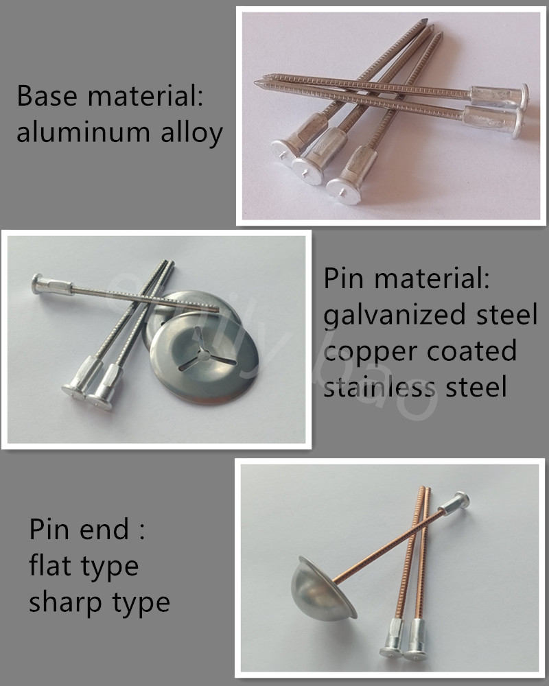 Aluminum Base BI-Metallic Insulation weld Pins With 3mm Pin Shaft