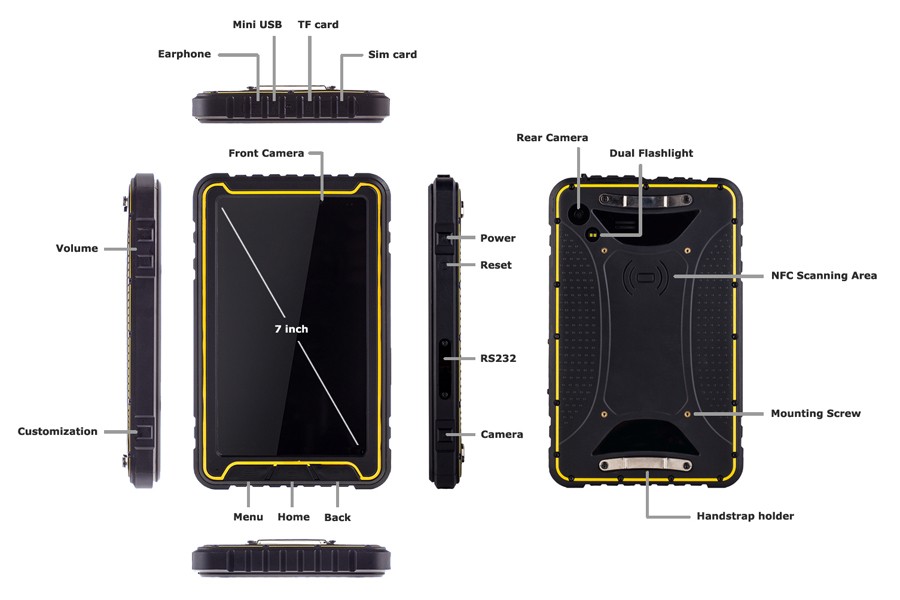 CZ484 BATL BT67 450nits rugged android tablet laptop 1GB+16GB EMCP, ip67 nfc computer