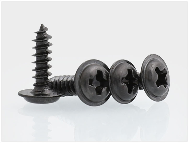 DIN968 Black Oxide Steel Phillips Drive Pan Head Tapping Screw with Collar Flanged Pointed Screws