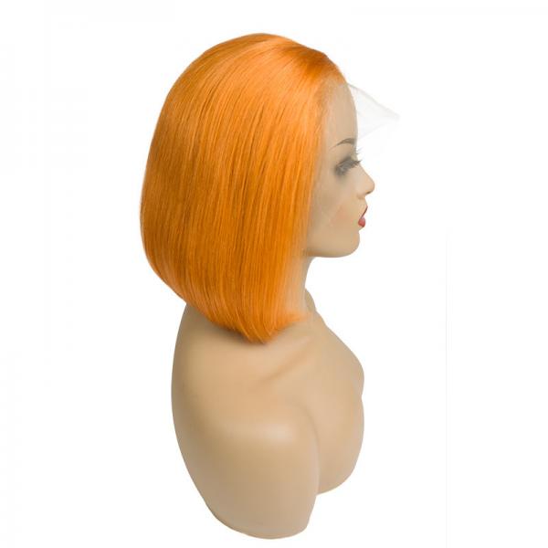 Orange Color 13X6 Transparent Lace Front Human Hair Wigs Straight Brazilian Short Bob Ombre Frontal Wig Black Woma