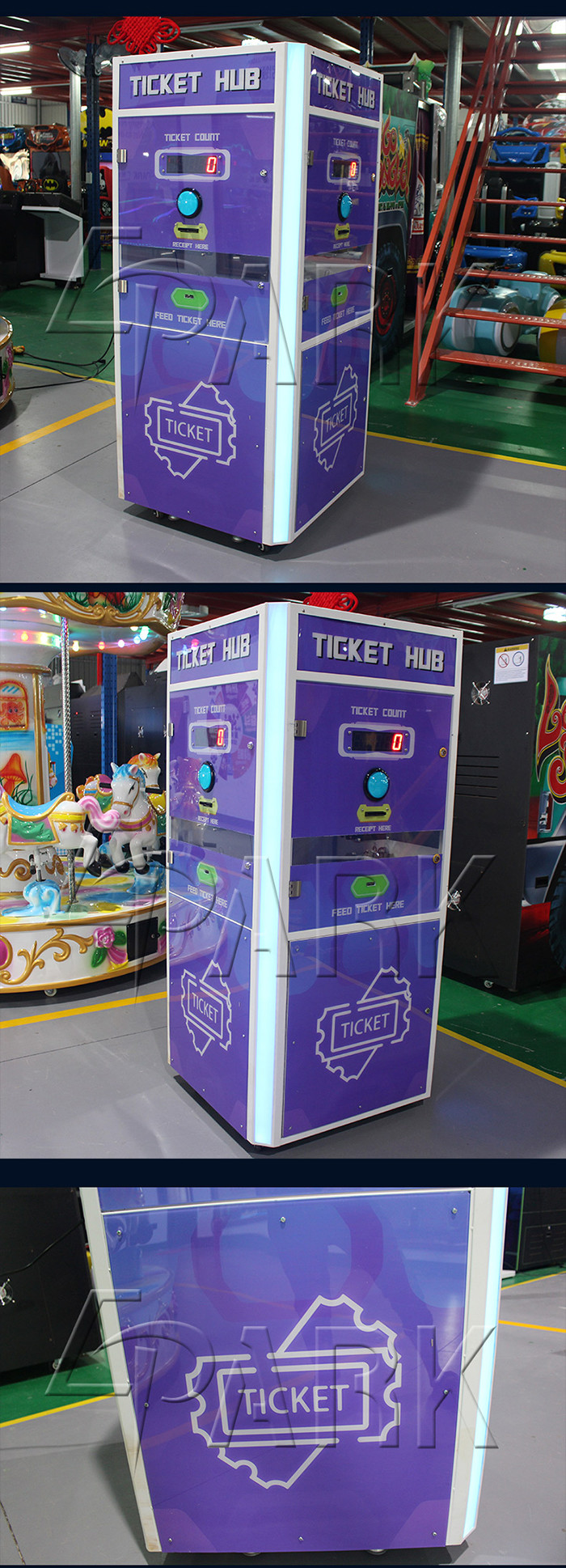 100W Amusement Game Machines / Multiplayers Tickets Exchange Machine Lottery Eater Cutter Counter For Receipt