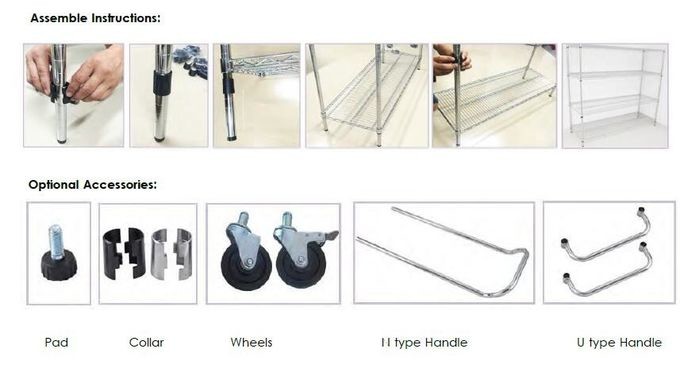 Carbon Steel SMD SMT ESD PCB Shelf Chrome Wire Storage Shelving Rack Trolley Cart